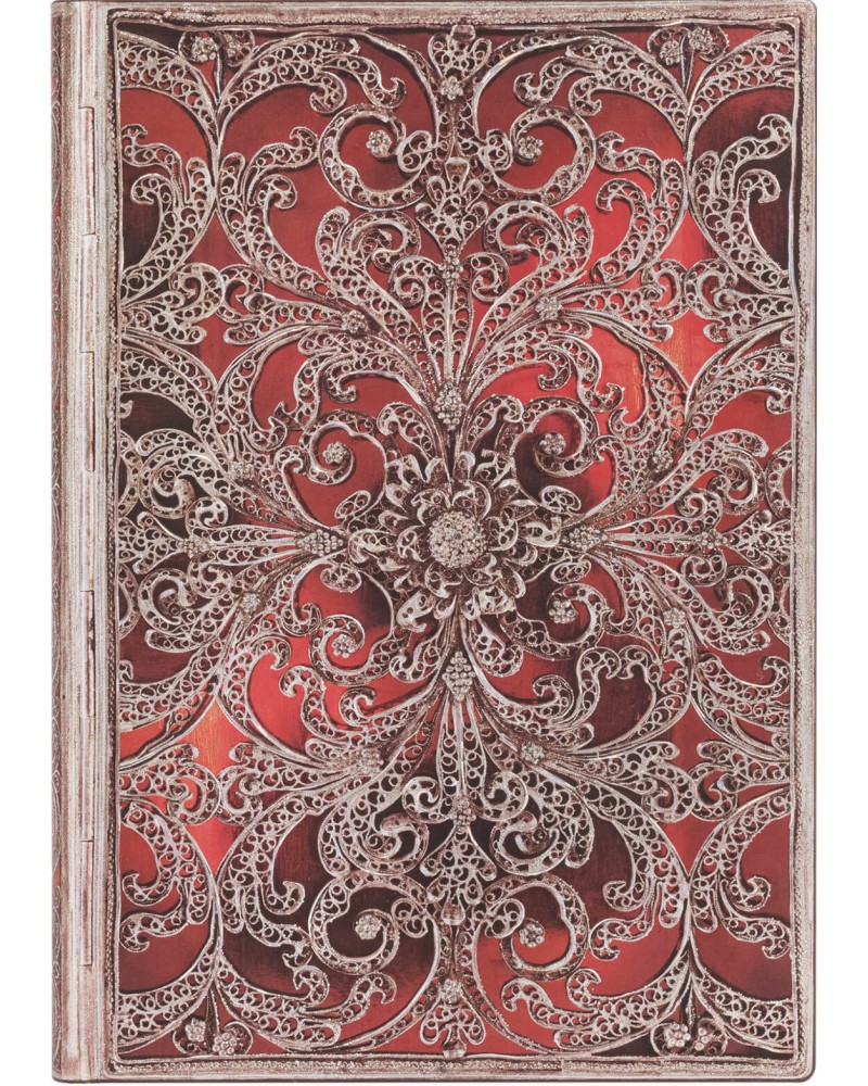  Paperblanks Garnet - 13 x 18 cm   Silver Filigree - 