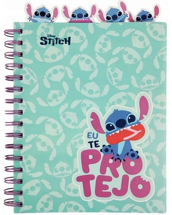 Ученическа тетрадка със спирала Stitch : Формат A5 с малки квадратчета Ученическа тетрадка със спирала Stitch : Формат A5 с малки квадратчета - 100 листа от серията Disney 100 - тетрадка